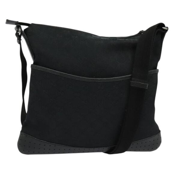 GUCCI GG Canvas Shoulder Bag Black Silver - Picture 1 of 16